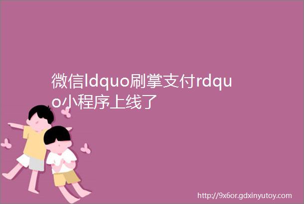 微信ldquo刷掌支付rdquo小程序上线了